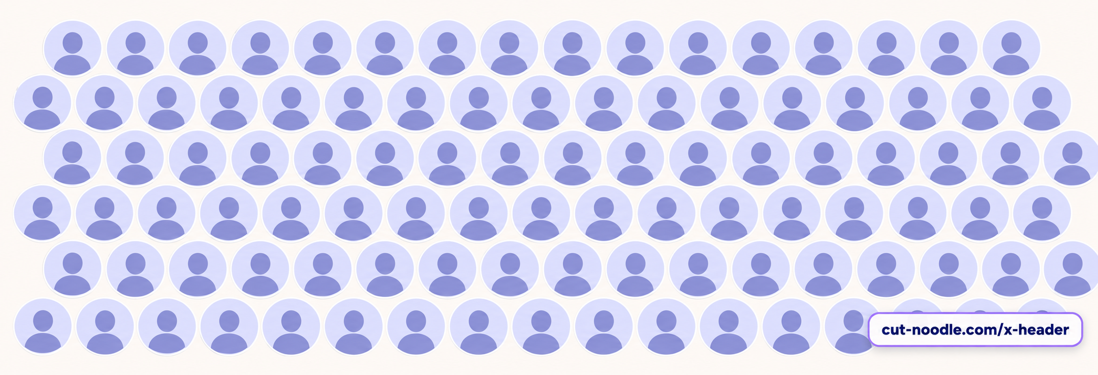 Cream X followers header with rows of circular profile placeholders and the CutNoodle credit.