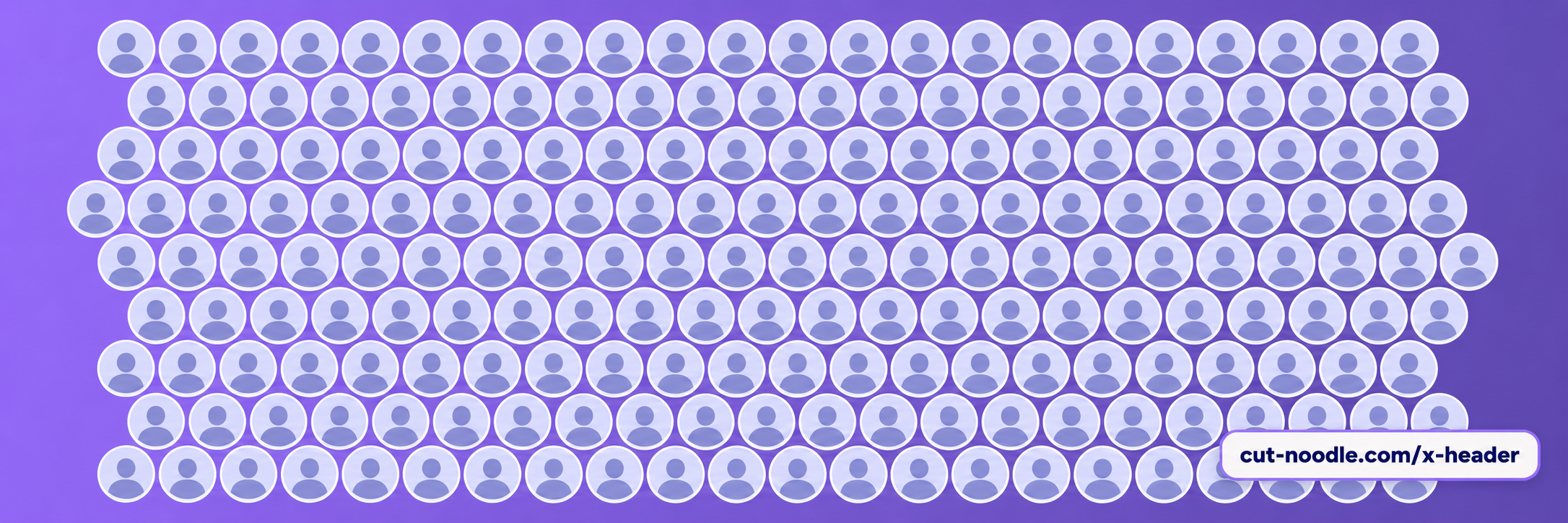Purple gradient X followers header with rows of circular profile placeholders and the CutNoodle credit.