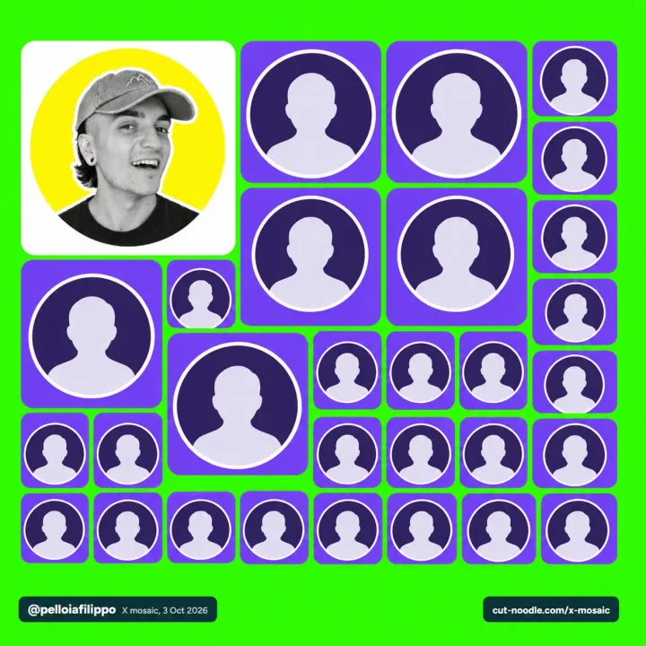 Example X mosaic on a bright green background, in the same Tiles layout