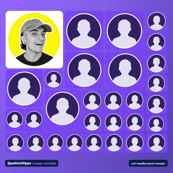 Example X mosaic on a purple gradient, in the same Tiles layout